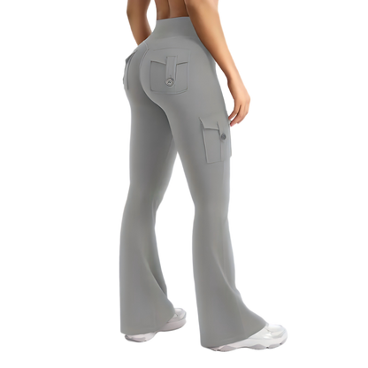 Women's High Waisted Scrunch Flare Yoga Leggings with Pockets