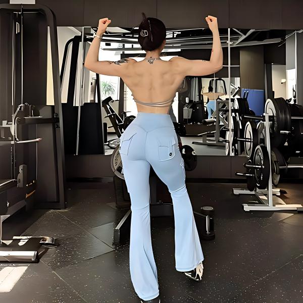 Women's High Waisted Scrunch Flare Yoga Leggings with Pockets