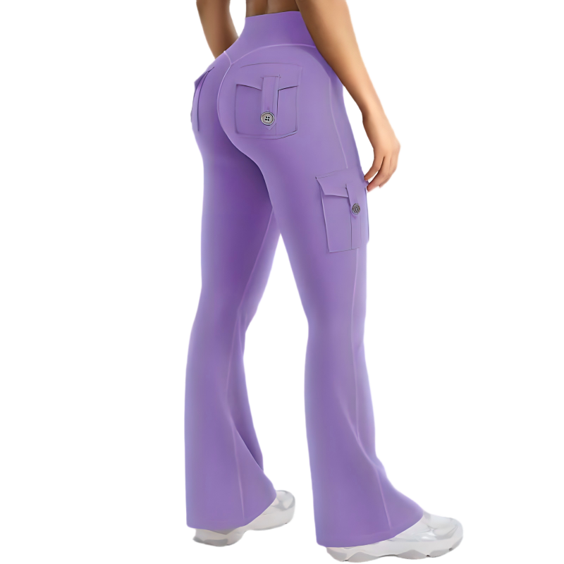 Women's High Waisted Scrunch Flare Yoga Leggings with Pockets