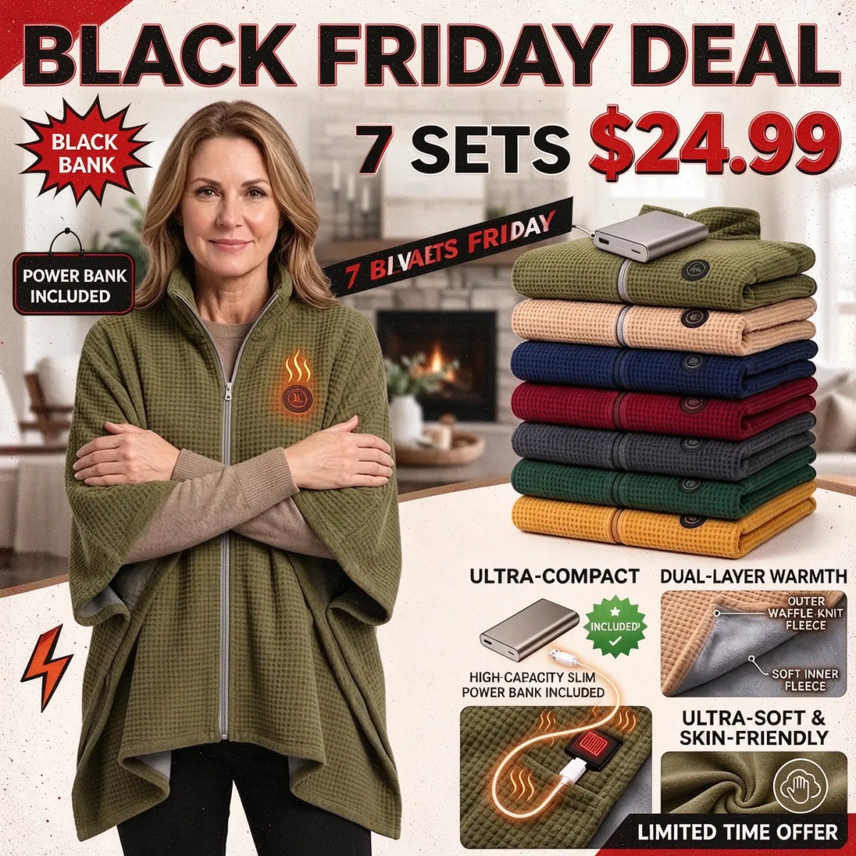 🔥Black friday Sale🔥Portable Heated Blanket Shawl