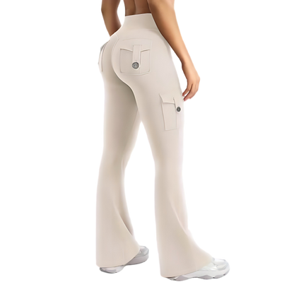 Women's High Waisted Scrunch Flare Yoga Leggings with Pockets