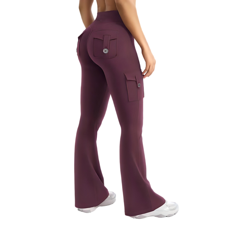 Women's High Waisted Scrunch Flare Yoga Leggings with Pockets